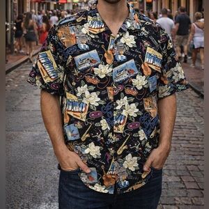 David Carey Originals New Orleans Camp Shirt Size XL